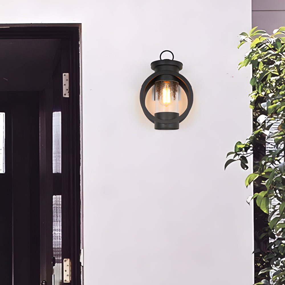 Raindrops Glass Black Outdoor Wall Light with 6W LED Edison Bulb