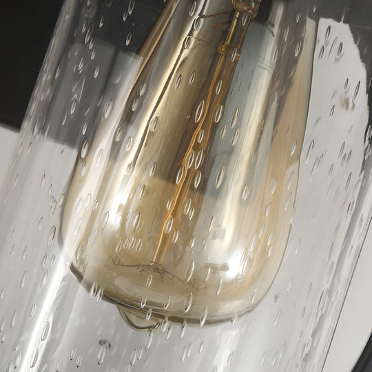 Raindrops Glass Black Outdoor Wall Light with 6W LED Edison Bulb