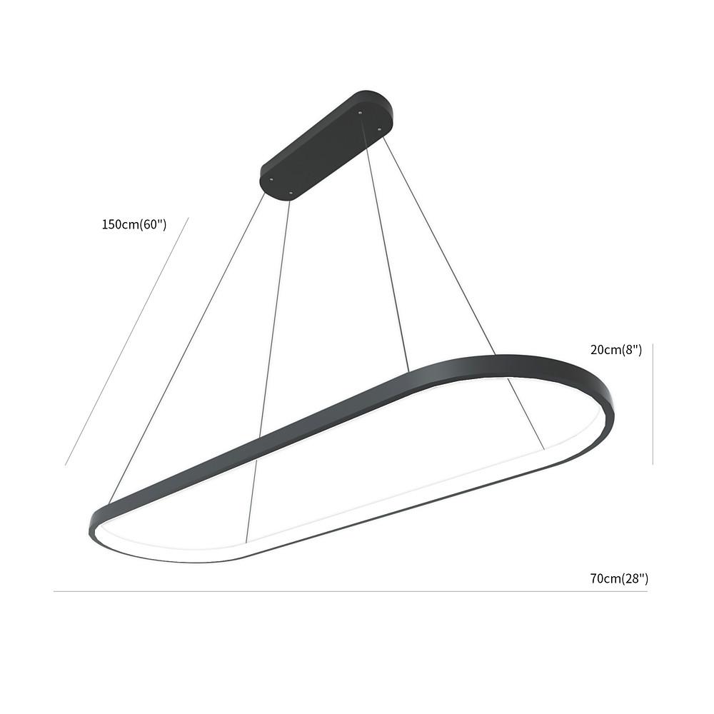 LED Oval Modern Black Pendant Light with Remote Control – Artistic Ceiling Fixture