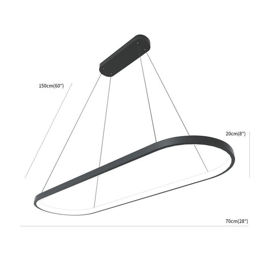 LED Oval Modern Black Pendant Light with Remote Control – Artistic Ceiling Fixture