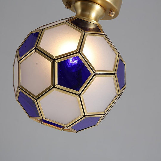 Football Electroplated Copper Glass LED Modern Ceiling Light – Flush Mount