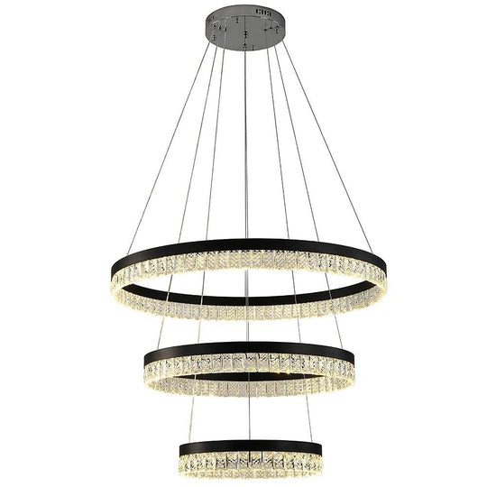 3-Tier Circles LED Crystal Modern Chandelier