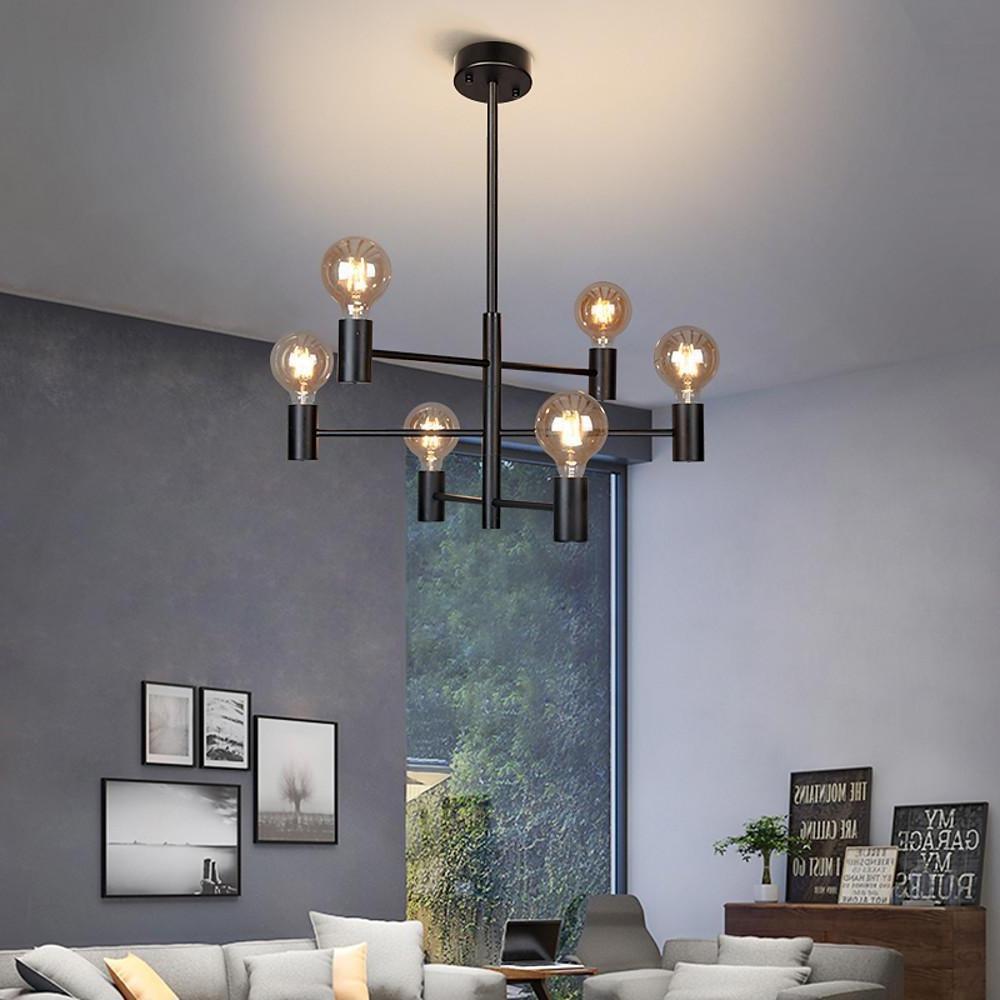 Nordic Black Sputnik Industrial 6-Bulb LED Chandelier