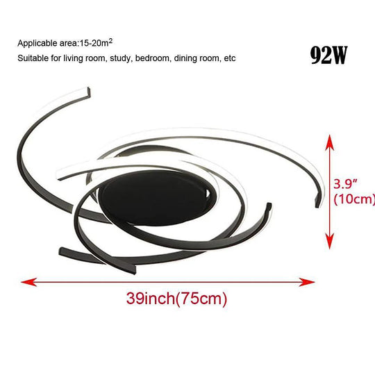 30 Inch Swirls Circle Abstract LED Flush Mount Ceiling Light