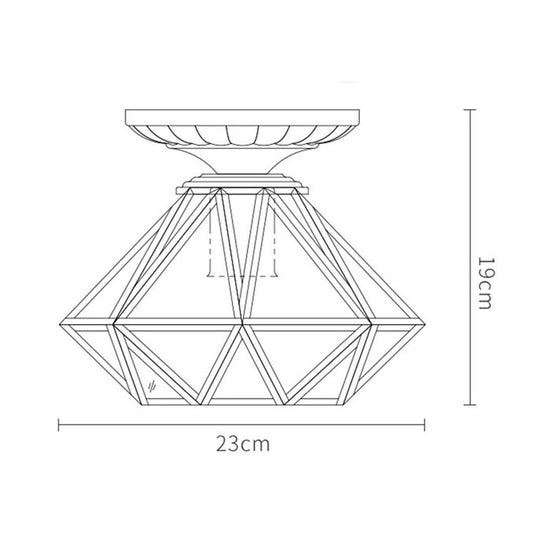 Vintage Lantern Metal Glass Flush Mount Ceiling Light – Industrial Style