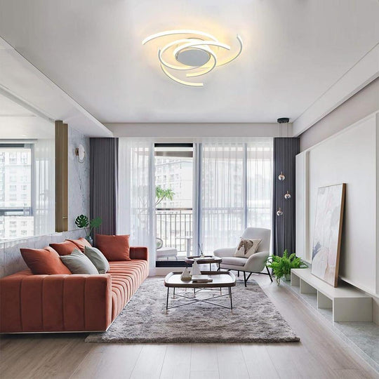 30 Inch Swirls Circle Abstract LED Flush Mount Ceiling Light