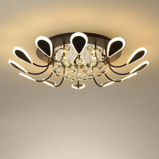 Creative Flower Shaped Dimmable LED Crystal Modern Ceiling Light