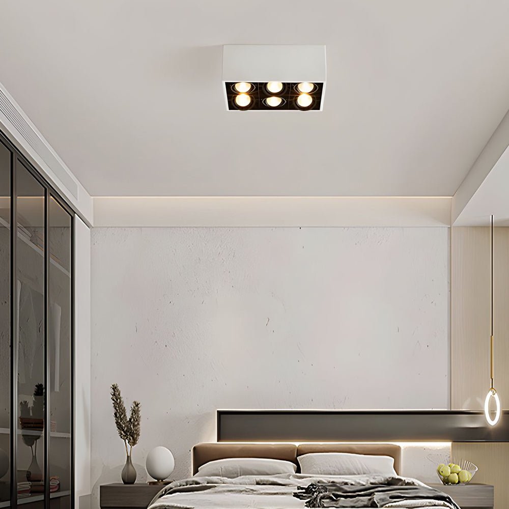 Modern Rectangle Adjustable 6-Head LED Flush Mount Spotlight