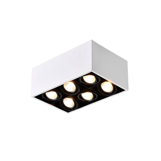 Modern Rectangle Adjustable 6-Head LED Flush Mount Spotlight