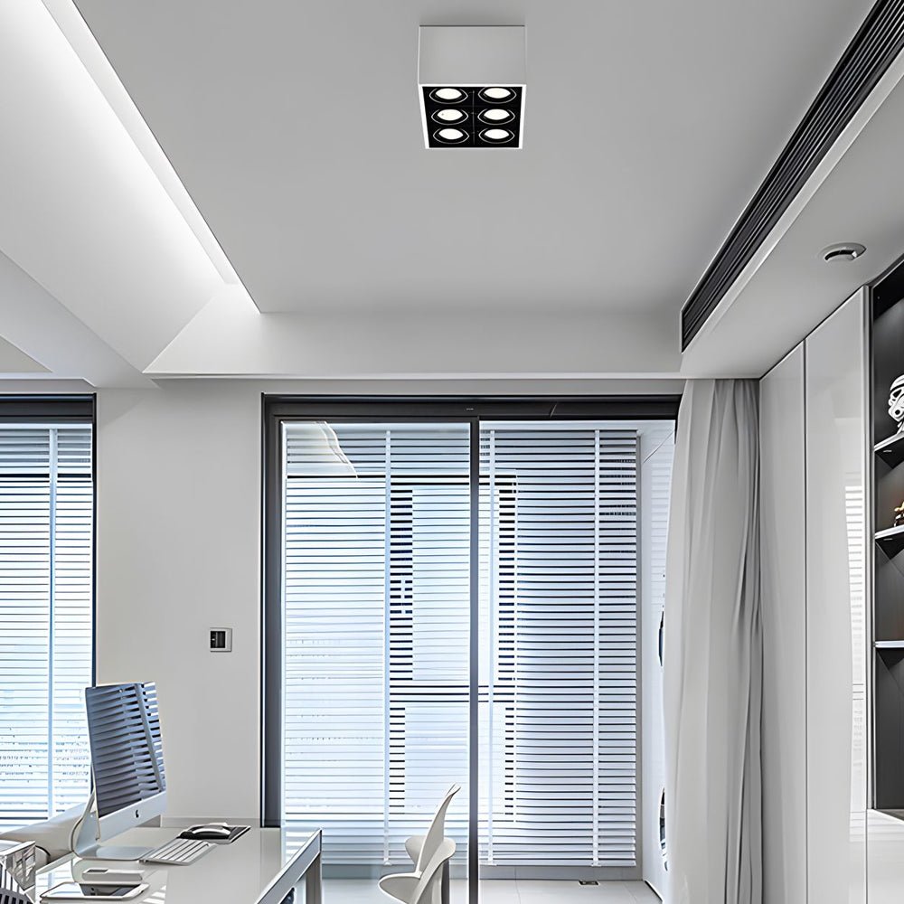 Modern Rectangle Adjustable 6-Head LED Flush Mount Spotlight