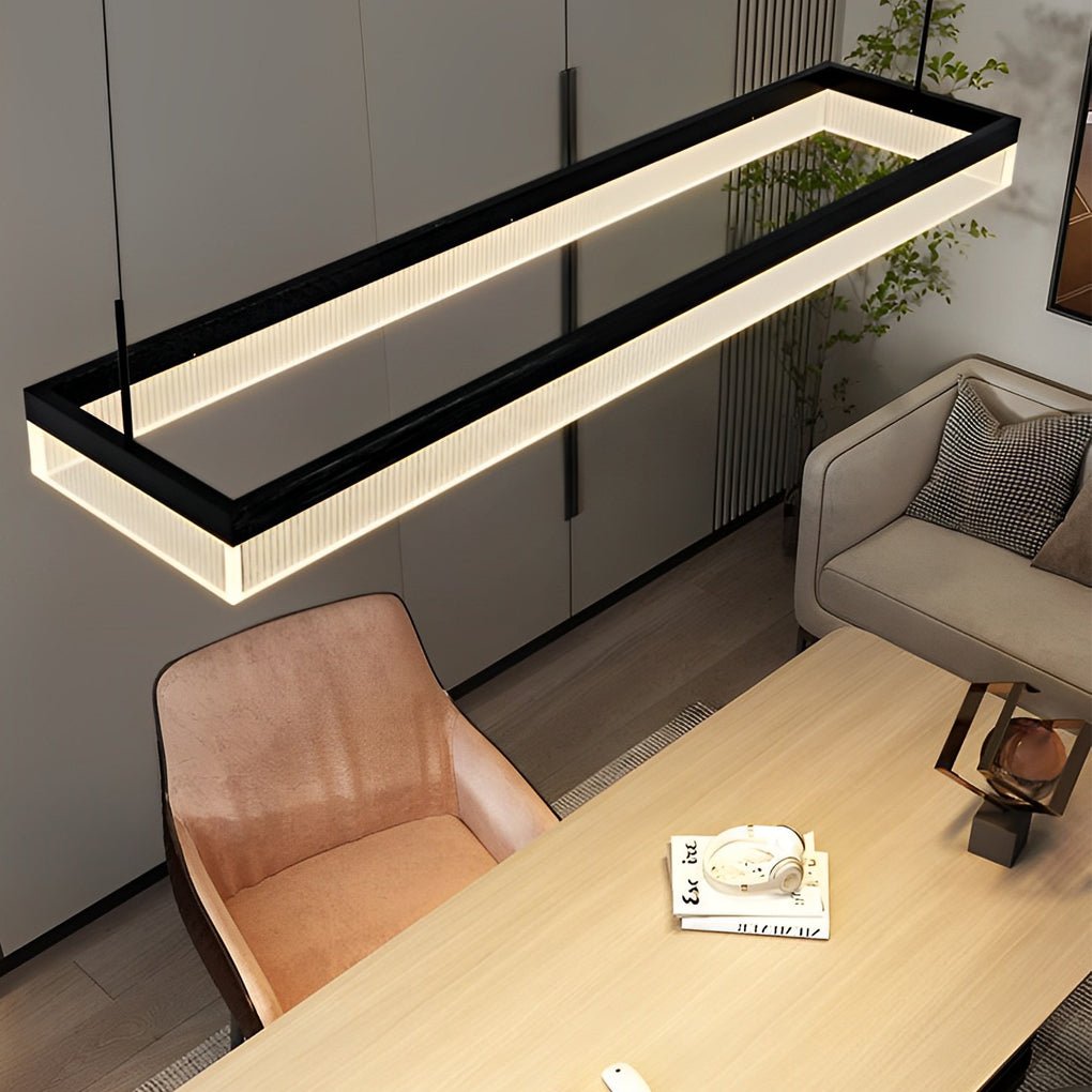 Rectangular Frame 3 Step Dimming LED Modern Chandelier with Remote