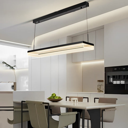 Rectangular Frame 3 Step Dimming LED Modern Chandelier with Remote