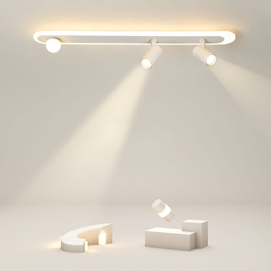 Rectangular LED Flush Mount Light with Rotatable Spherical Spotlights