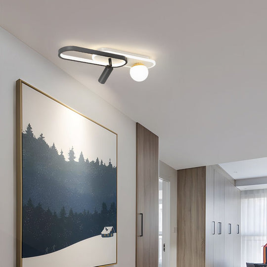 Modern Rectangular Ring Ceiling Light with Spotlights – LED