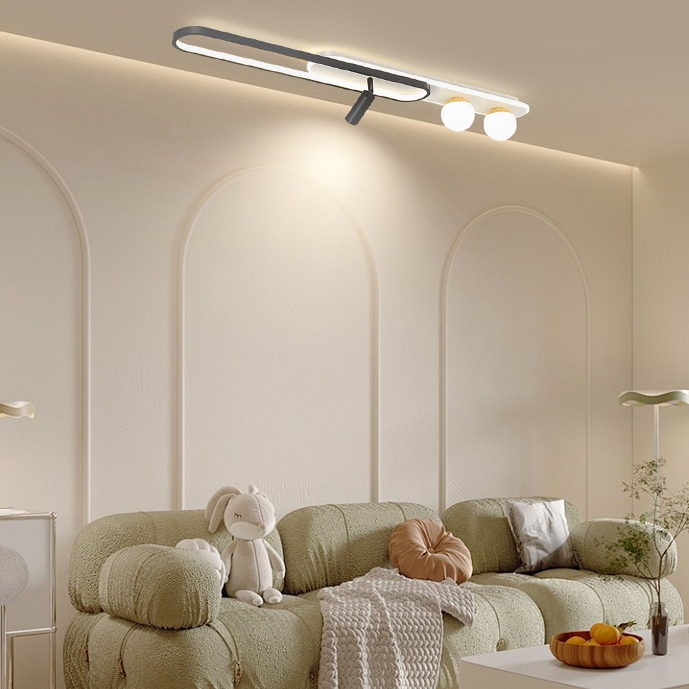 Modern Rectangular Ring Ceiling Light with Spotlights – LED