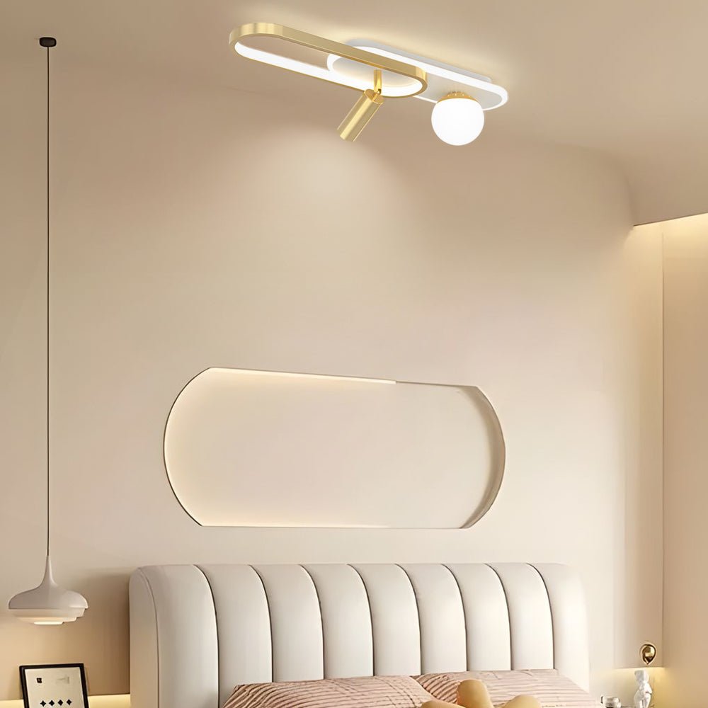 Modern Rectangular Ring Ceiling Light with Spotlights – LED