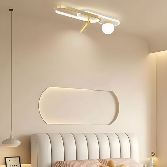Modern Rectangular Ring Ceiling Light with Spotlights – LED