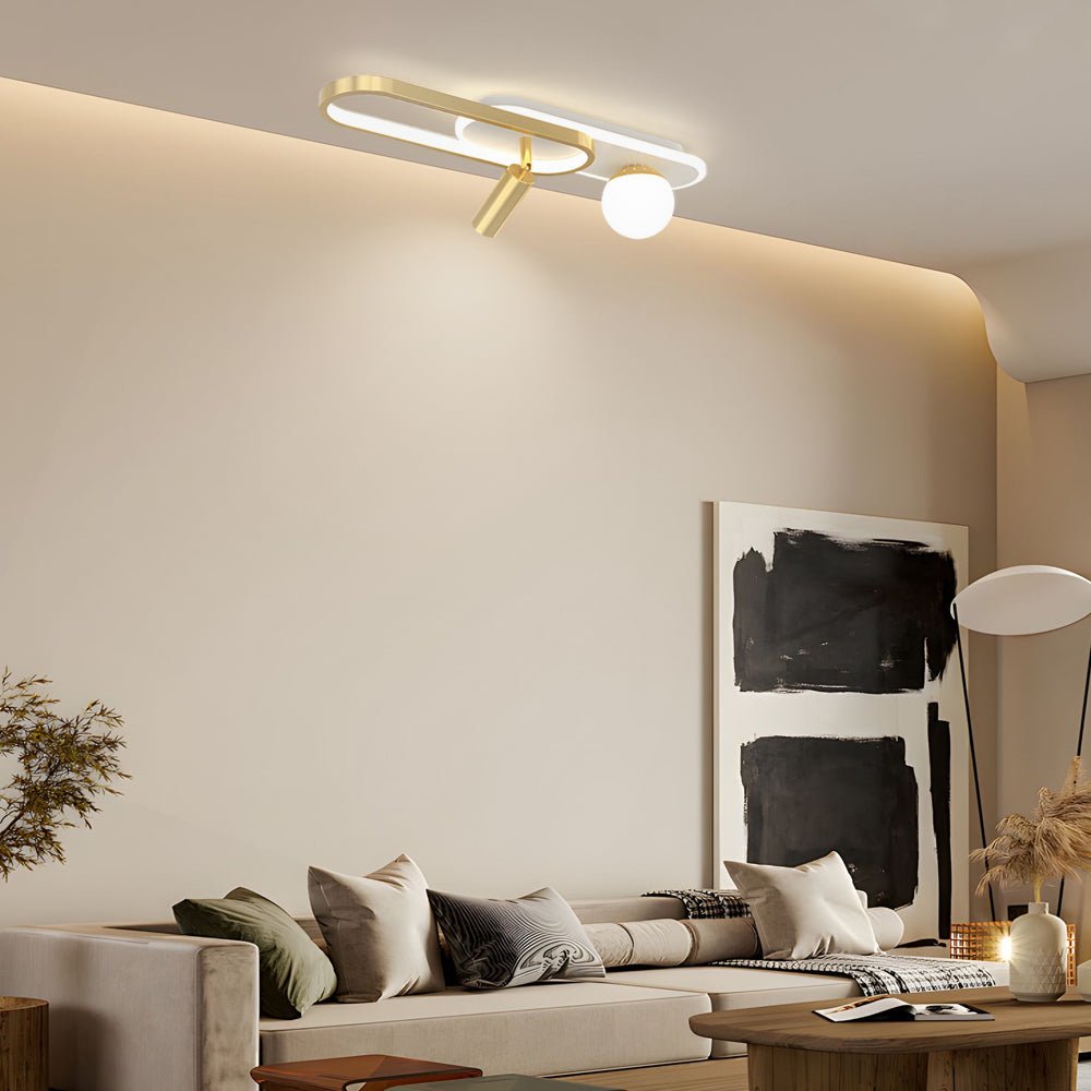 Modern Rectangular Ring Ceiling Light with Spotlights – LED