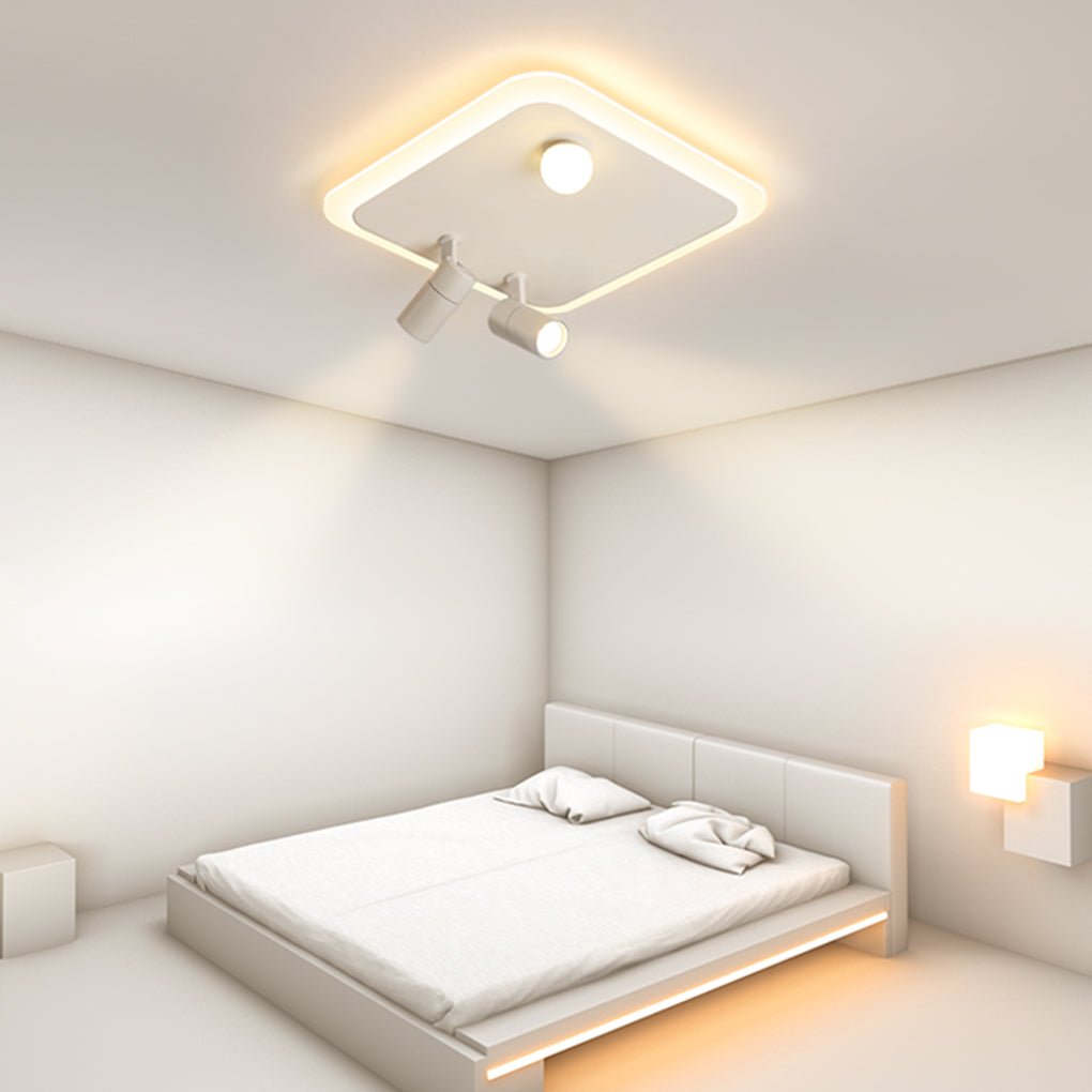 Rectangular Square Dimmable Flush Mount LED Light with Adjustable Spotlights