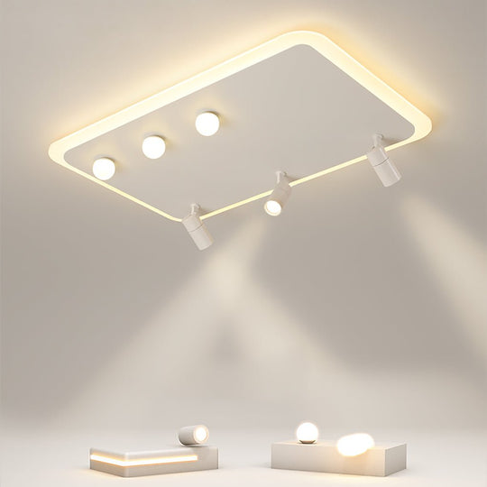 Rectangular Square Dimmable Flush Mount LED Light with Adjustable Spotlights