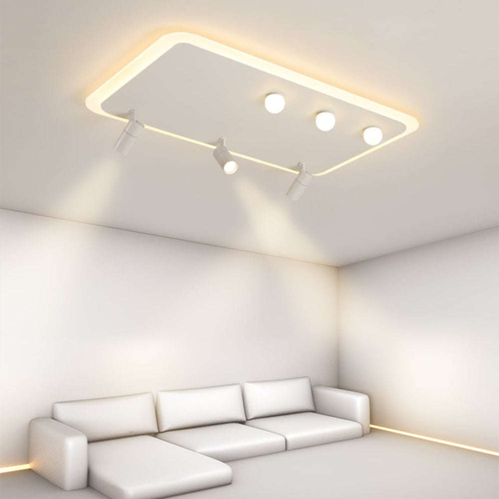 Rectangular Square Dimmable Flush Mount LED Light with Adjustable Spotlights