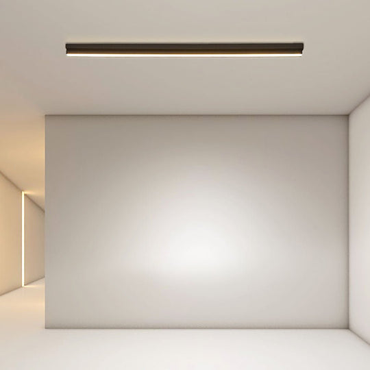 31" Long LED Linear Flush Mount Ceiling Light – Black Aluminum