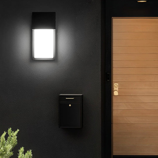 Rectangular Waterproof LED Black Outdoor Wall Light