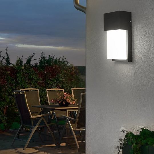 Rectangular Waterproof LED Black Outdoor Wall Light