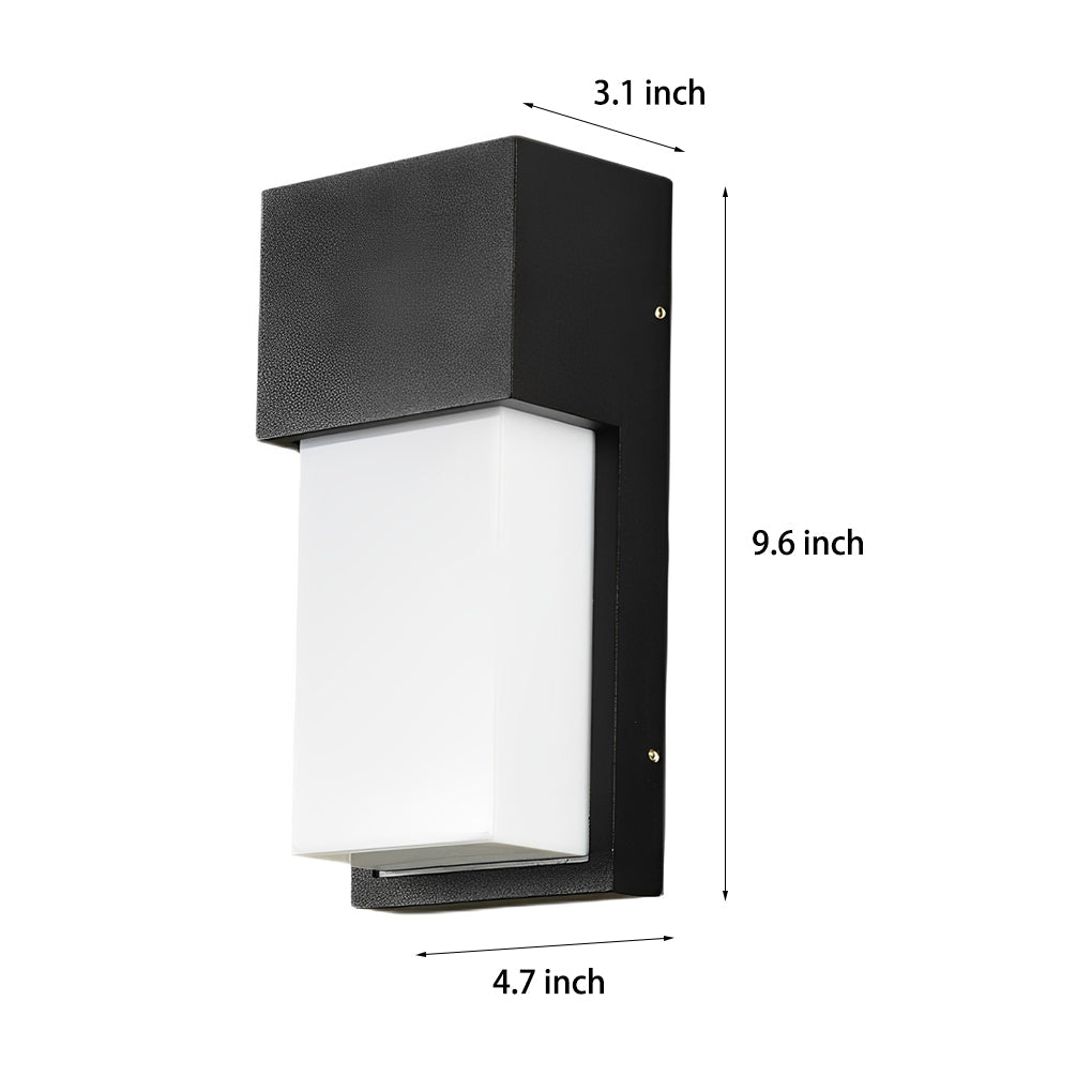 Rectangular Waterproof LED Black Outdoor Wall Light