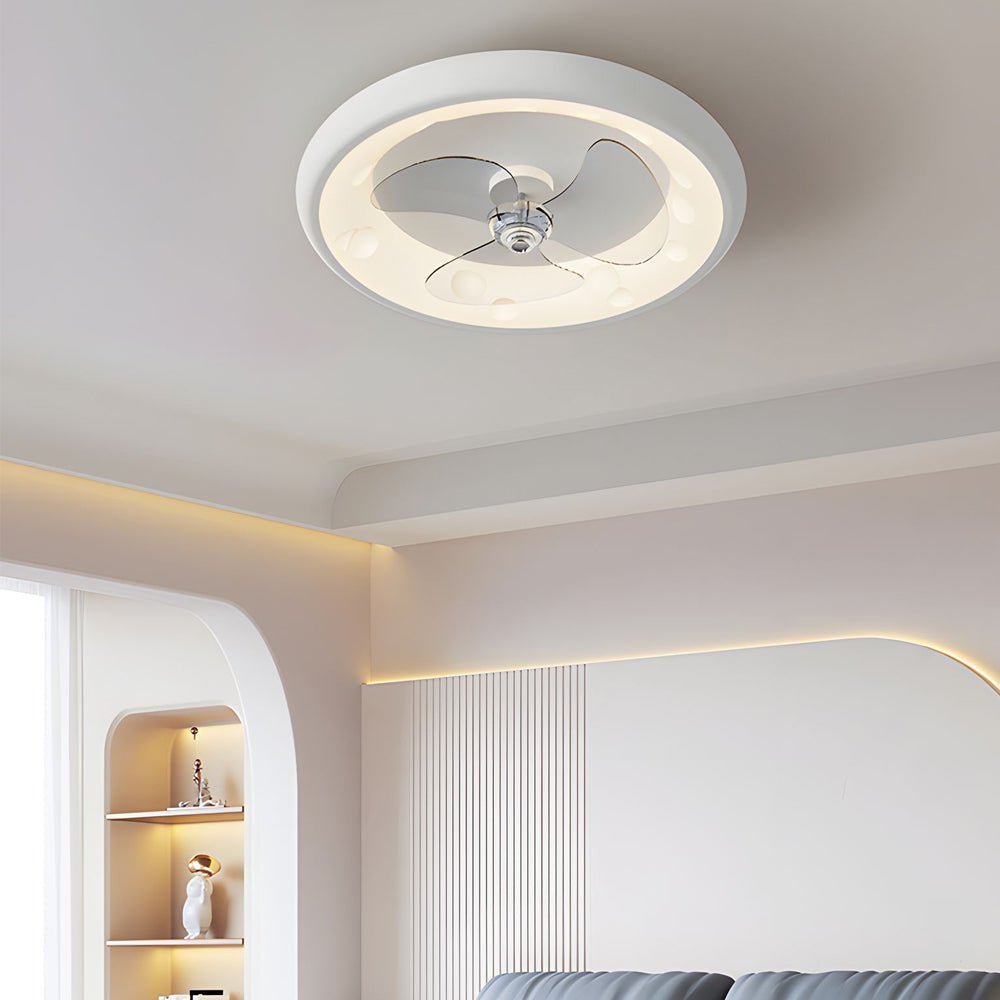 Modern 3-Blade LED Ceiling Fan with Remote – Flush Mount, 4 Speeds