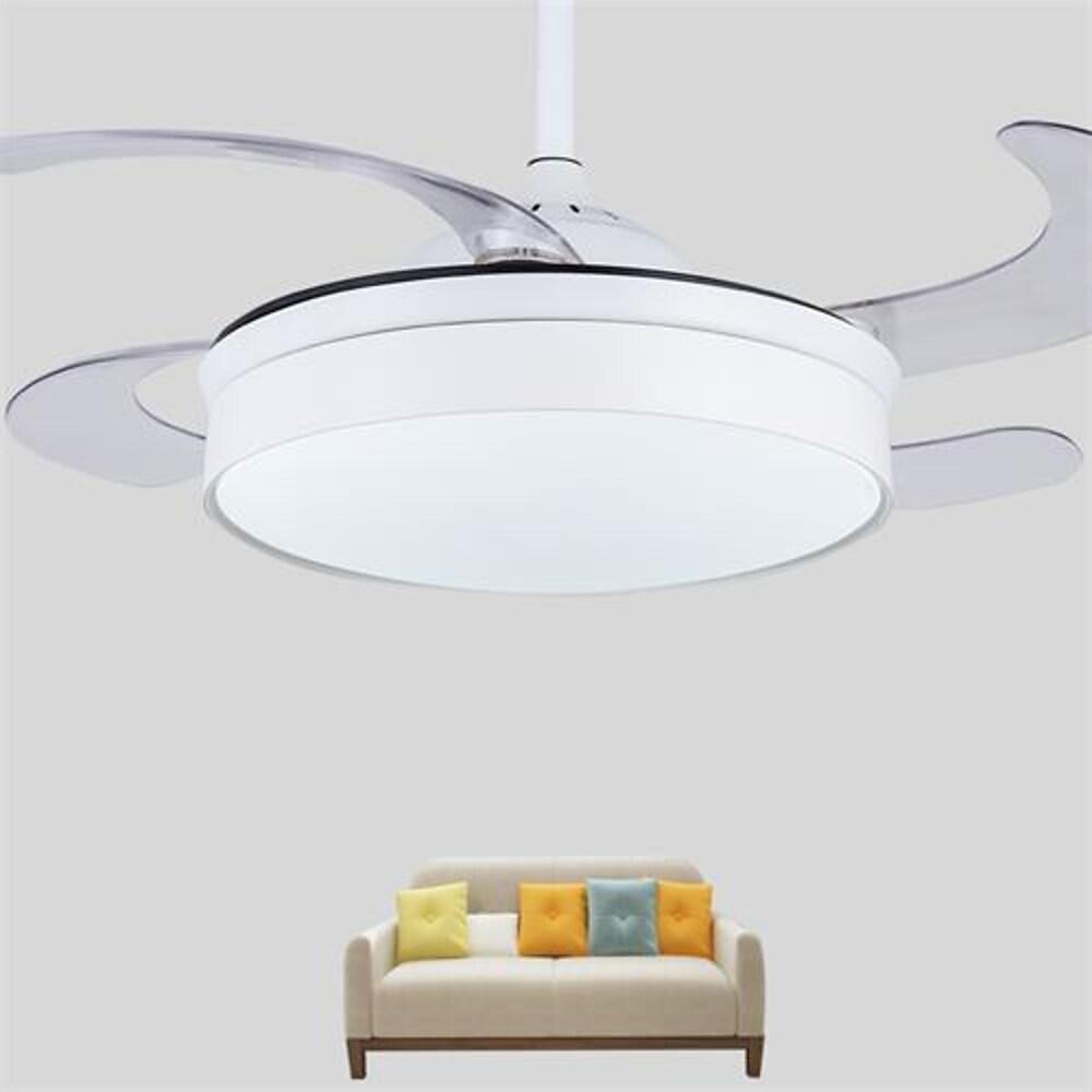 Nordic Round Drum LED Retractable Ceiling Fan in 15 or 19 Inch