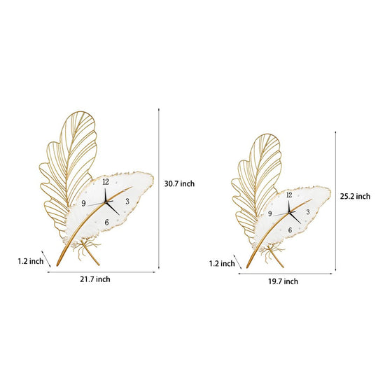 Resin Feather Wall Clock with LED Decorative Lighting