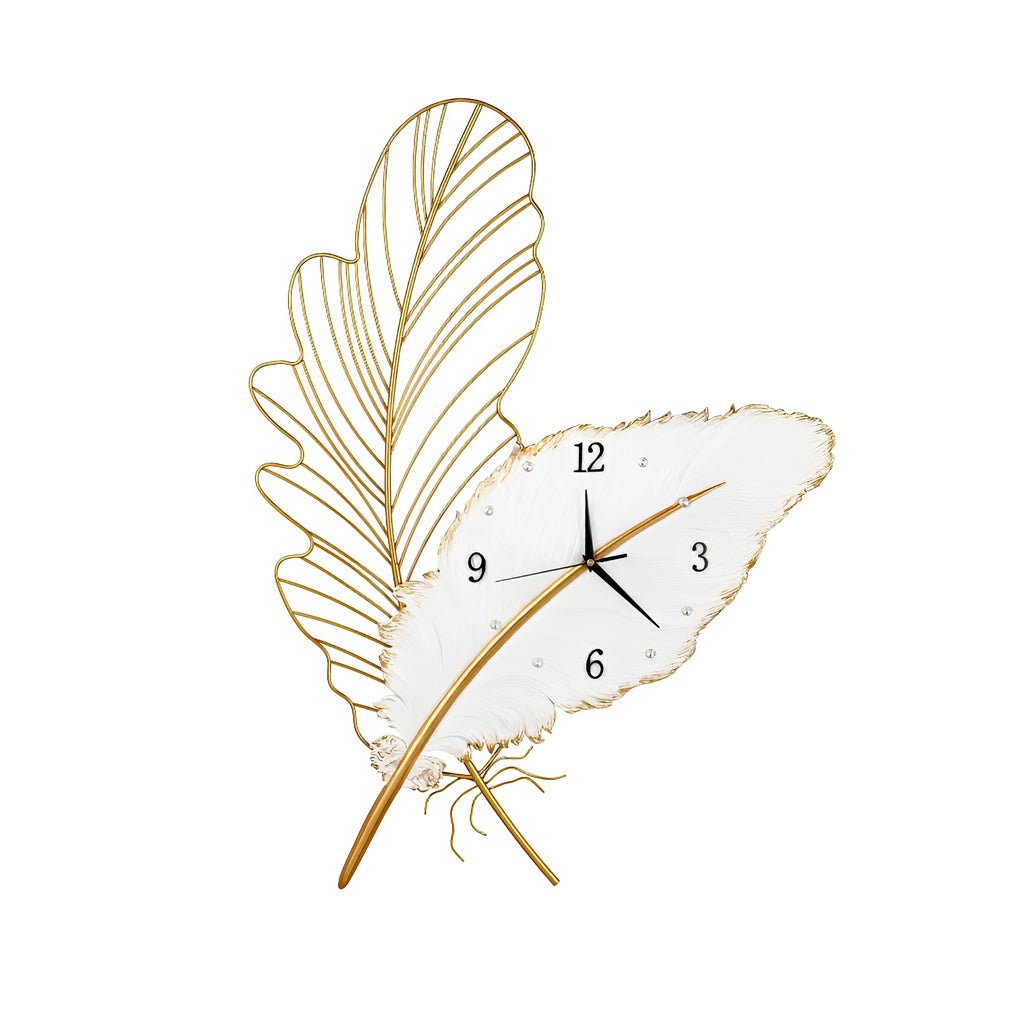 Resin Feather Wall Clock with LED Decorative Lighting