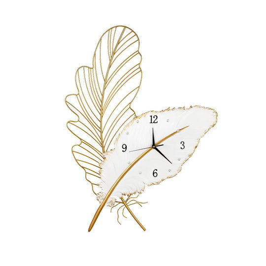 Resin Feather Wall Clock with LED Decorative Lighting