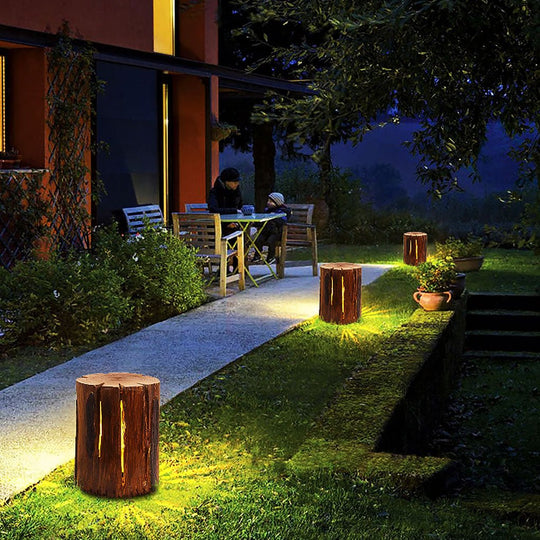 Resin Tree Stump Outdoor Light Rustic Decorative Garden Lawn LED Lamp