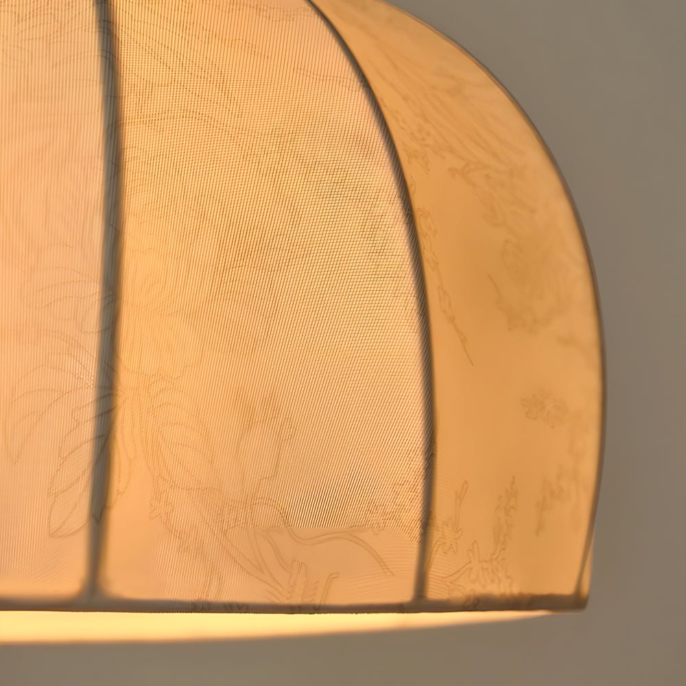 Retro Brass Dome Fabric Table Lamp with Pull Chain Switch
