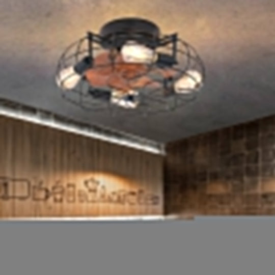 Retro Cage Industrial Remote Control Ceiling Fan Lamp