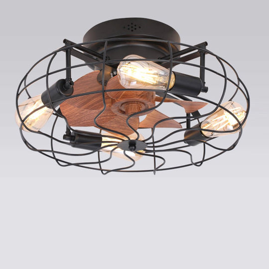 Retro Cage Industrial Remote Control Ceiling Fan Lamp