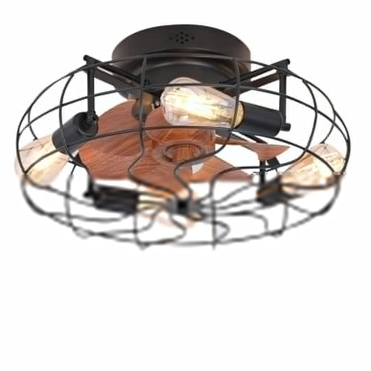 Retro Cage Industrial Remote Control Ceiling Fan Lamp