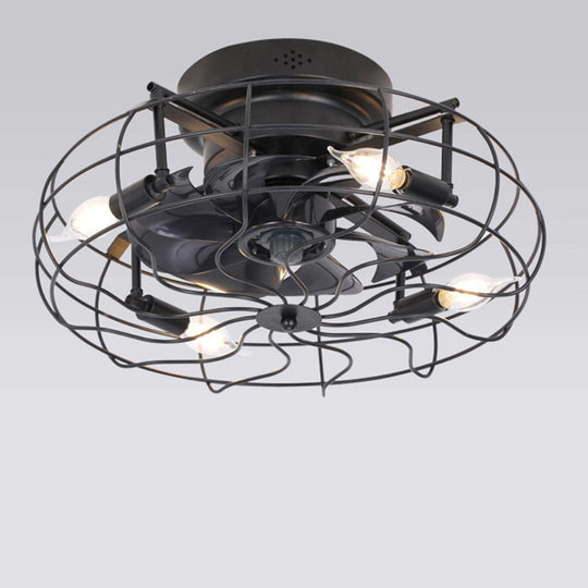 Retro Cage Industrial Remote Control Ceiling Fan Lamp