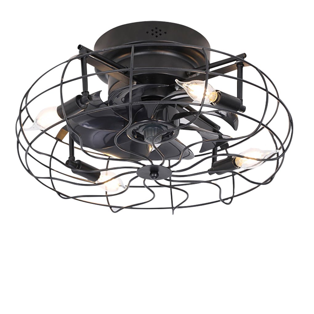 Retro Cage Industrial Remote Control Ceiling Fan Lamp