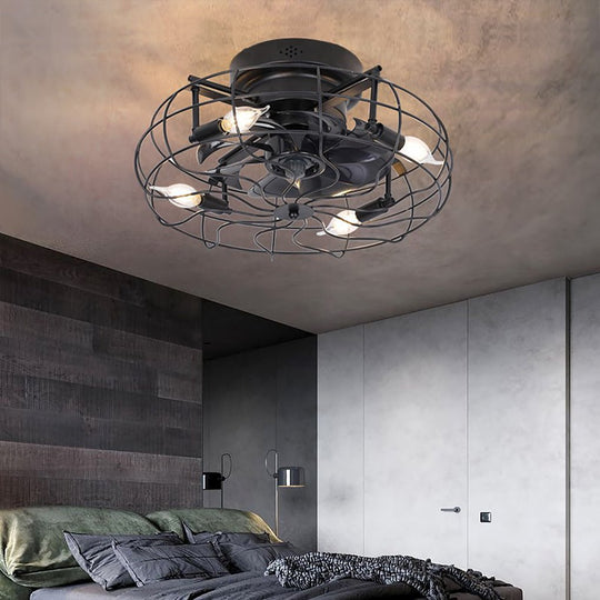 Retro Cage Industrial Remote Control Ceiling Fan Lamp
