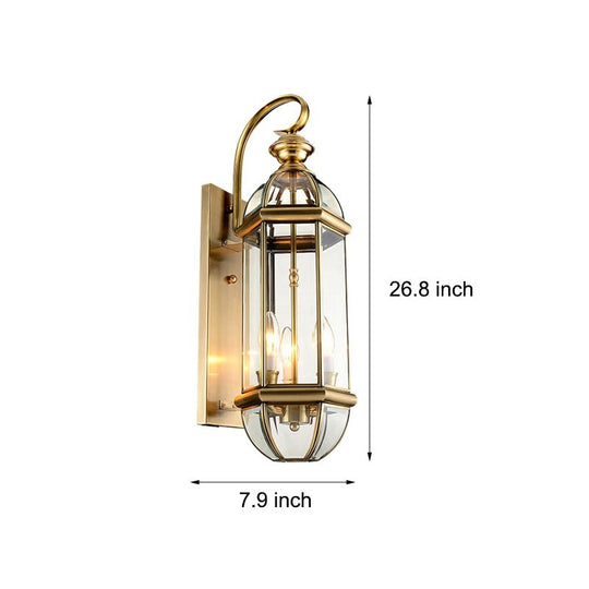 Retro Copper Glass Waterproof LED Outdoor Wall Sconce