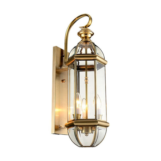 Retro Copper Glass Waterproof LED Outdoor Wall Sconce