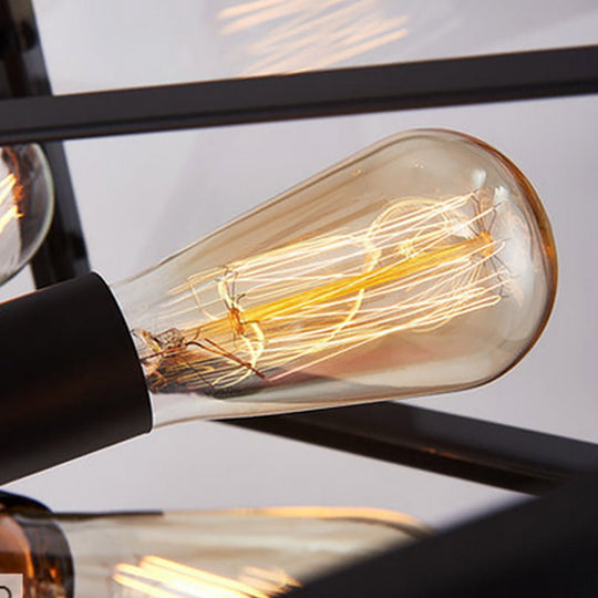 Retro Creative Geometric Hexagonal Glass LED Ceiling Light for Café or Restaurant
