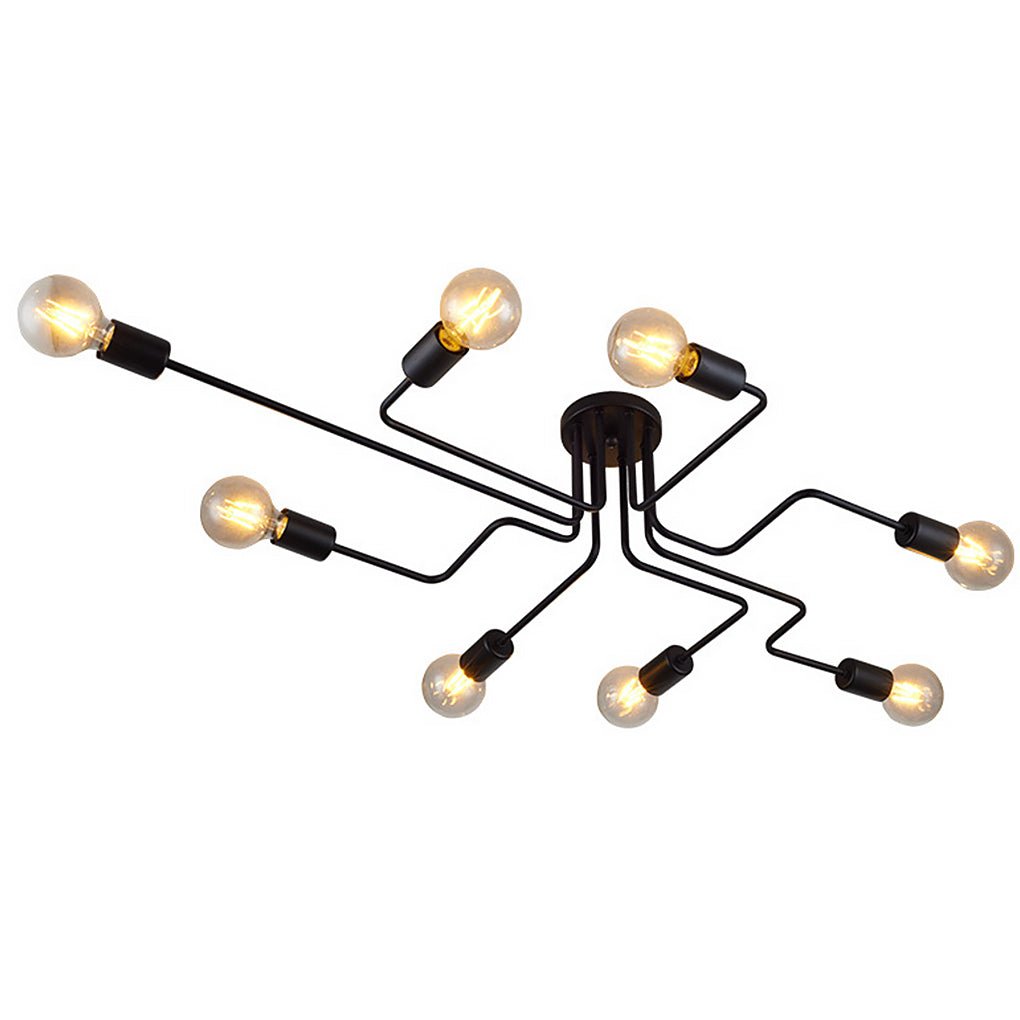 Retro Creative Industrial Style LED Three-color Light Ceiling Lamp with 8 Light Heads