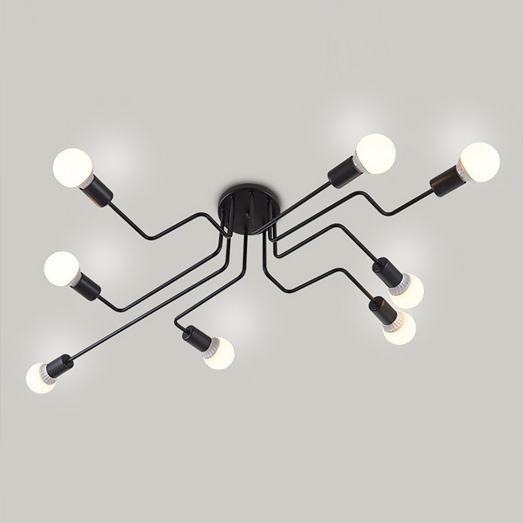 Retro Creative Industrial Style LED Three-color Light Ceiling Lamp with 8 Light Heads