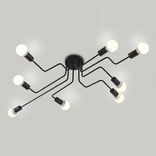 Retro Creative Industrial Style LED Three-color Light Ceiling Lamp with 8 Light Heads