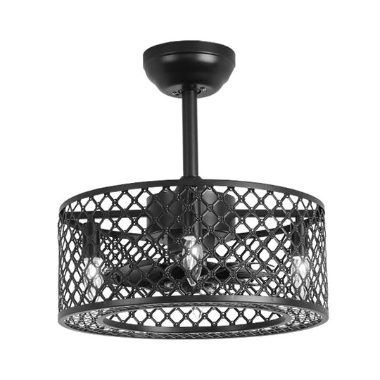 Retro Industrial Ceiling Fan Light with Remote and E12 Bulb Holders