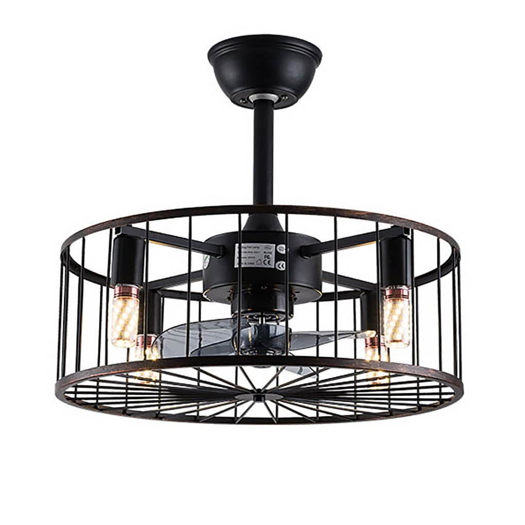 Retro Industrial Bladeless Ceiling Fan with Remote and E27 Light Holders